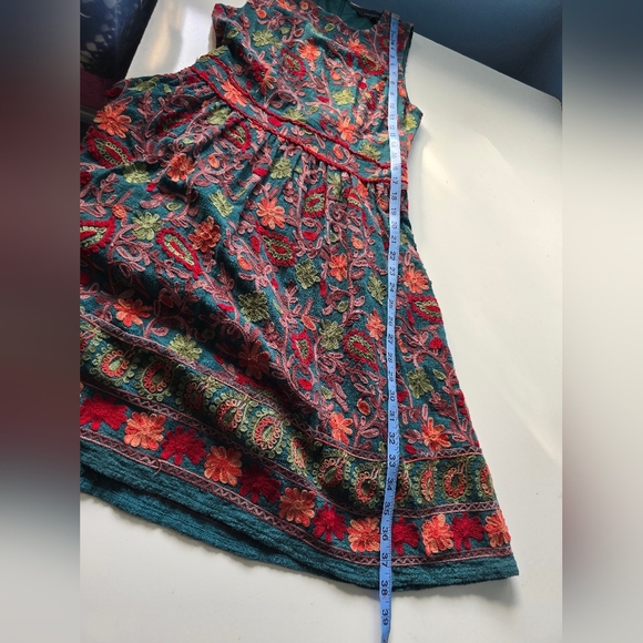 Adelyn Rae x Anthropologie Needlepoint Garden Dress Green Size 6 - Picture 14 of 14